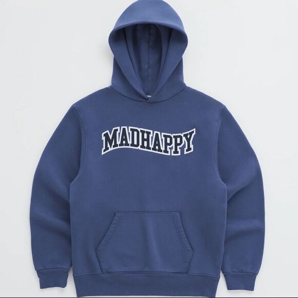 Madhappy Unisex Appliqué Wave Fleece Hoodie Navy Medium NEW - Picture 1 of 9